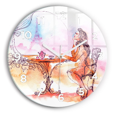 Horloge ronde Femme buvant du thé