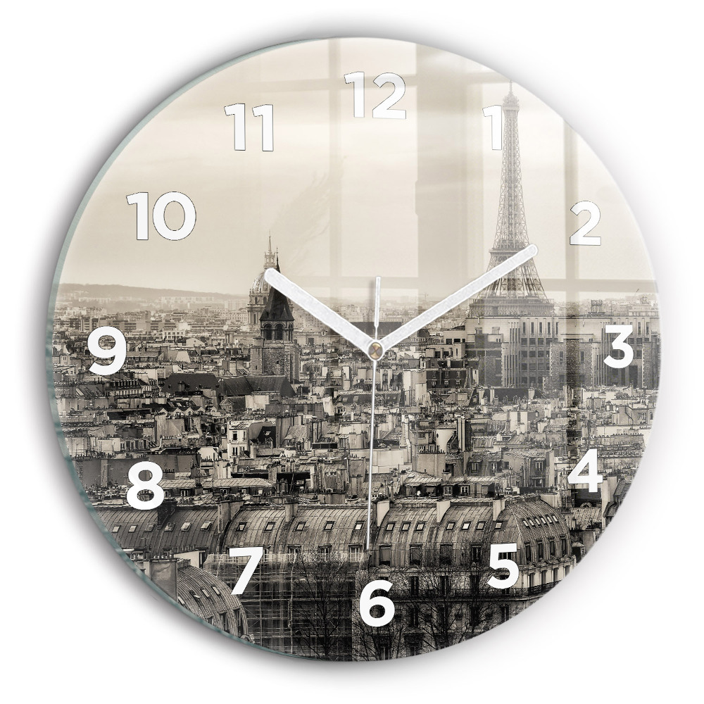 Horloge ronde en verre Panorama de Paris
