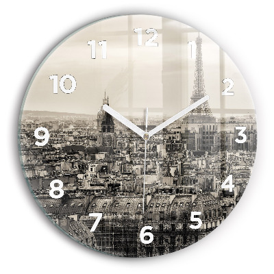 Horloge ronde en verre Panorama de Paris