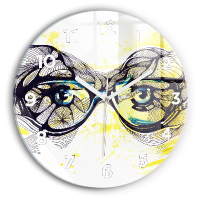 Horloge ronde murale Yeux dans des lunettes