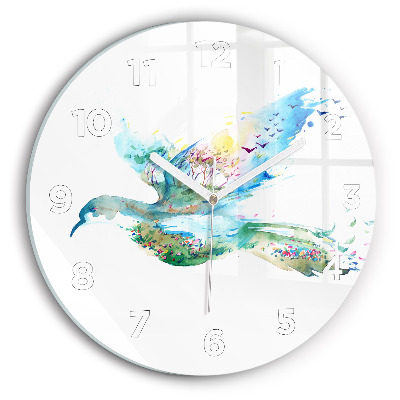 Horloge ronde murale Abstraction d'un oiseau et d'un printemps
