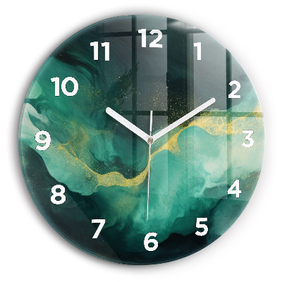 Horloge ronde en verre Marbre vert