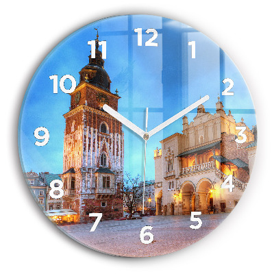 Horloge ronde en verre Place du marché principal à Cracovie