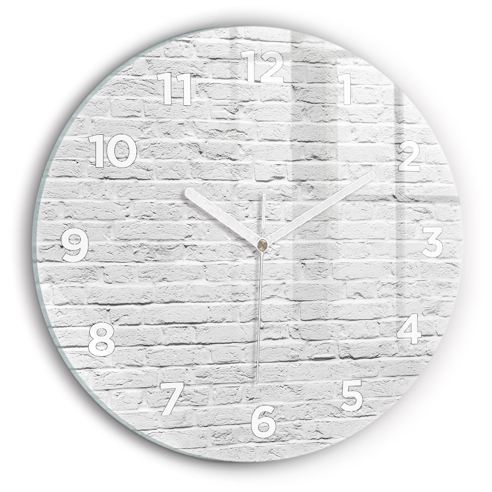 Horloge ronde en verre Mur de briques claires