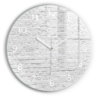Horloge ronde en verre Mur de briques claires