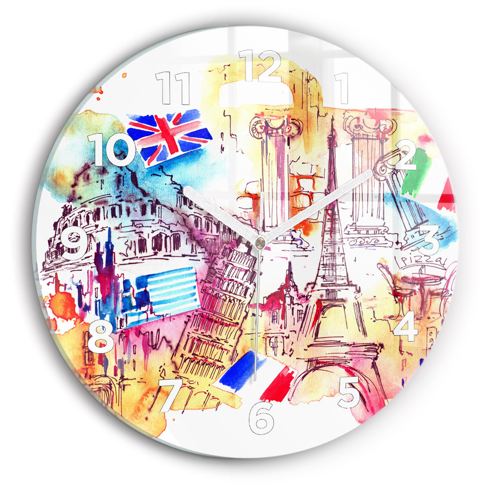 Horloge ronde en verre Pays attrayants du monde