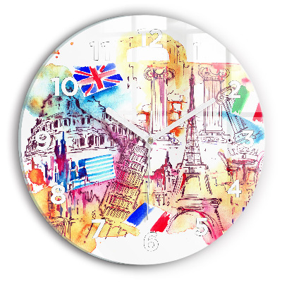 Horloge ronde en verre Pays attrayants du monde
