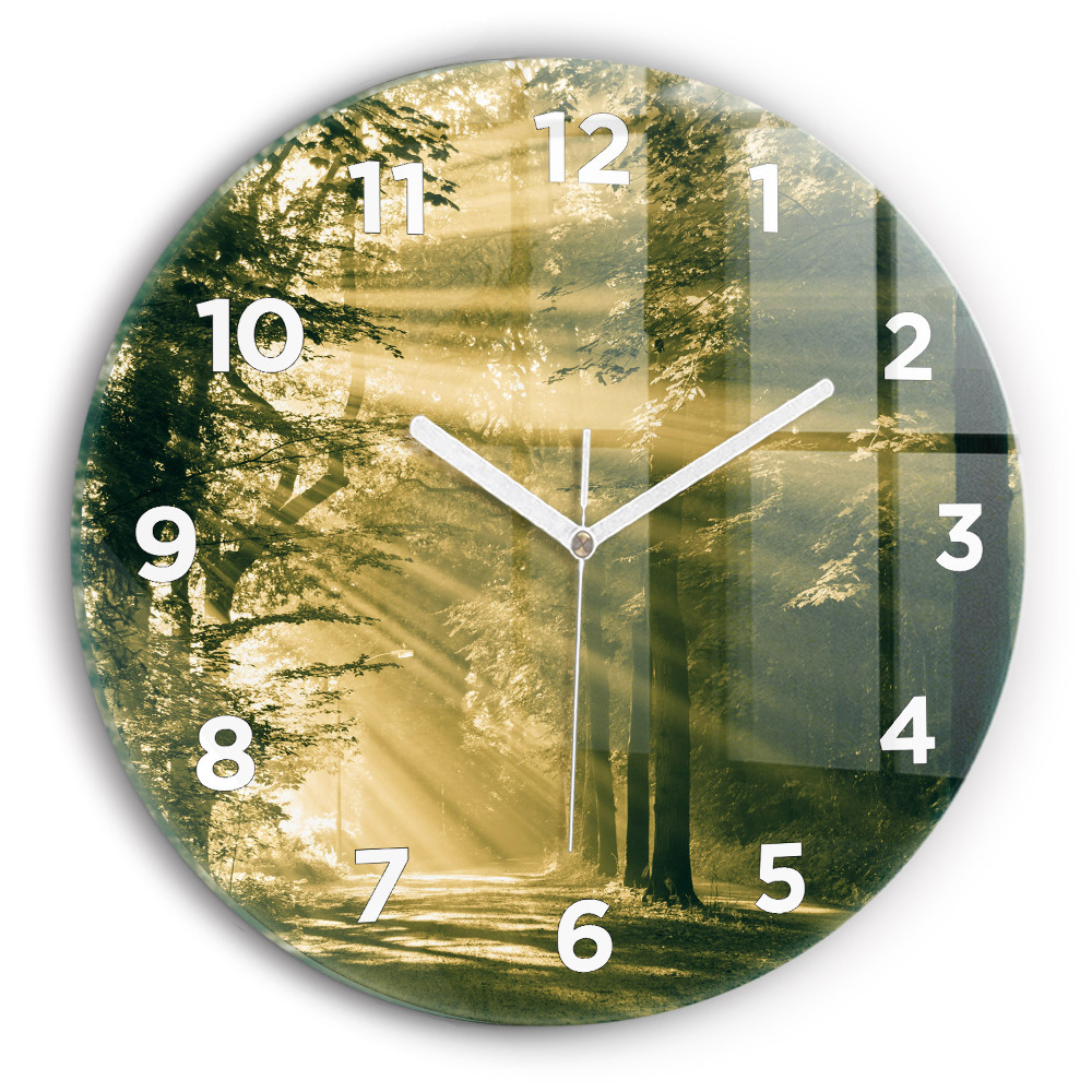 Horloge ronde murale Rayons de soleil Forêt