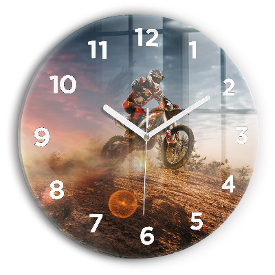 Pendule murale ronde Homme sur une moto