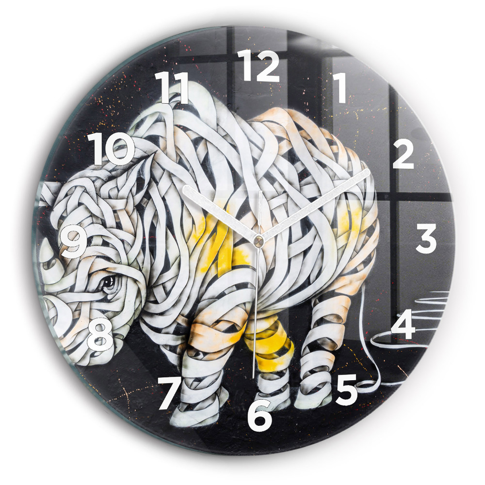 Horloge ronde murale Rhinocéros abstrait