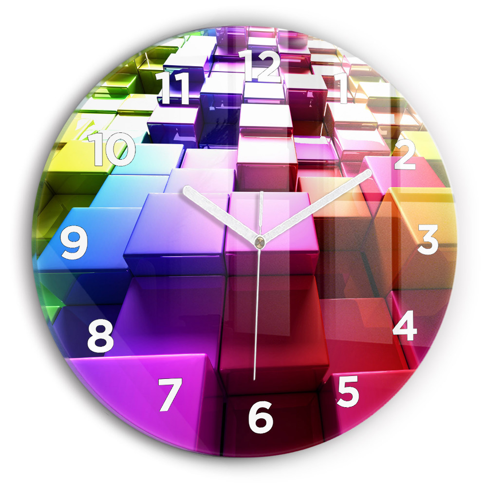 Pendule murale ronde Cubes colorés