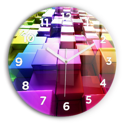 Pendule murale ronde Cubes colorés