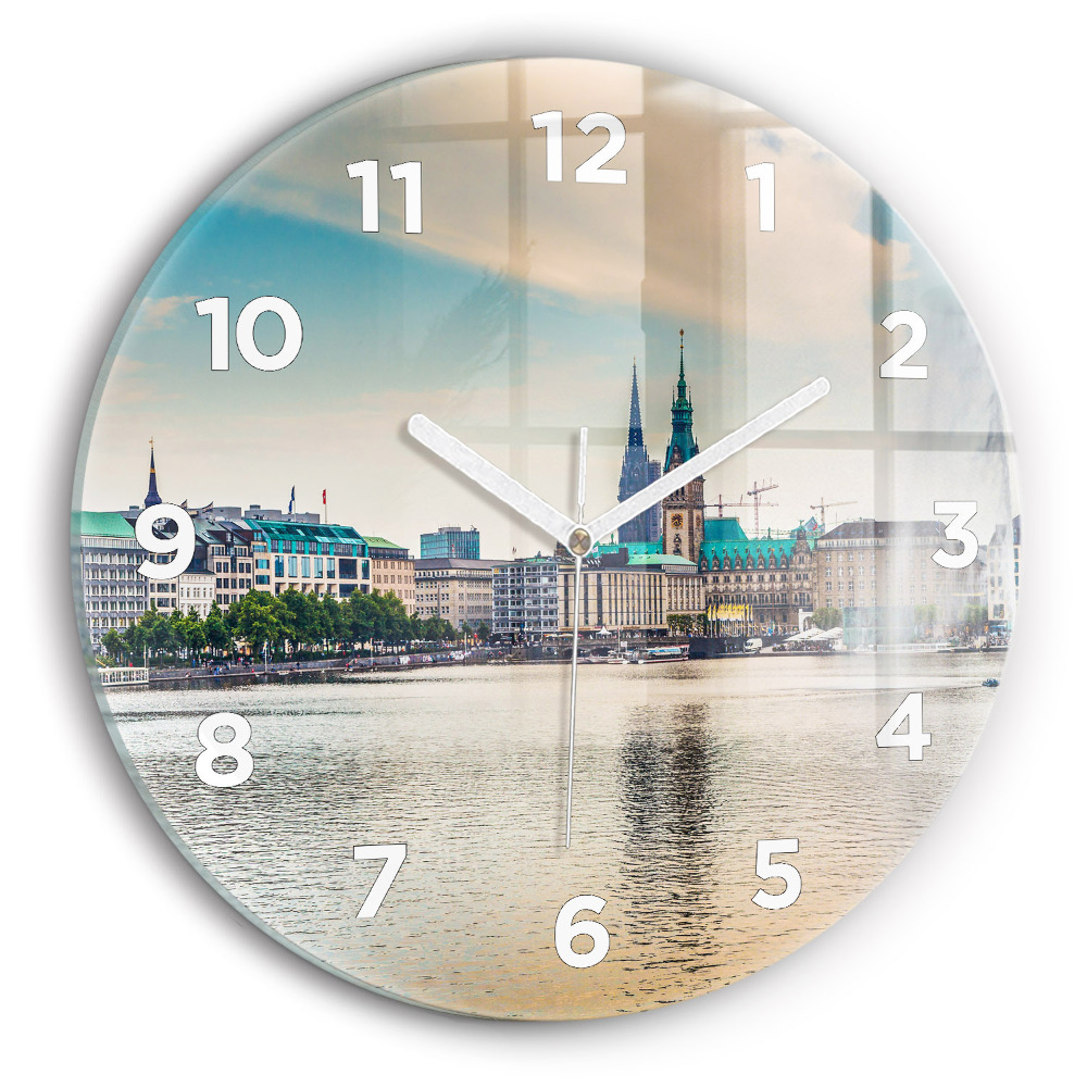 Horloge ronde en verre Binnenalster à Hambourg