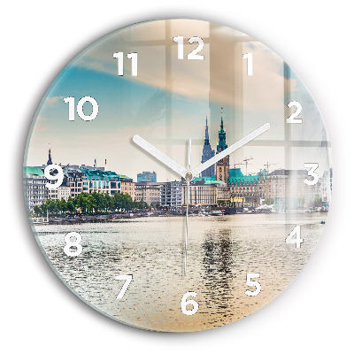 Horloge ronde en verre Binnenalster à Hambourg