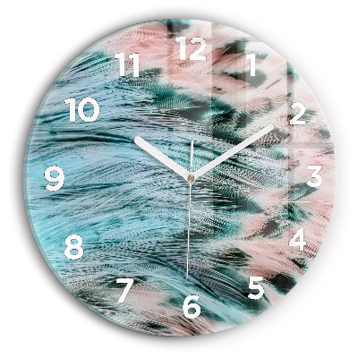 Horloge ronde en verre Plumes colorées
