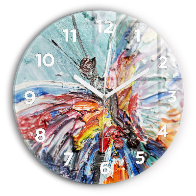 Horloge ronde en verre Fragment de peinture à l'huile