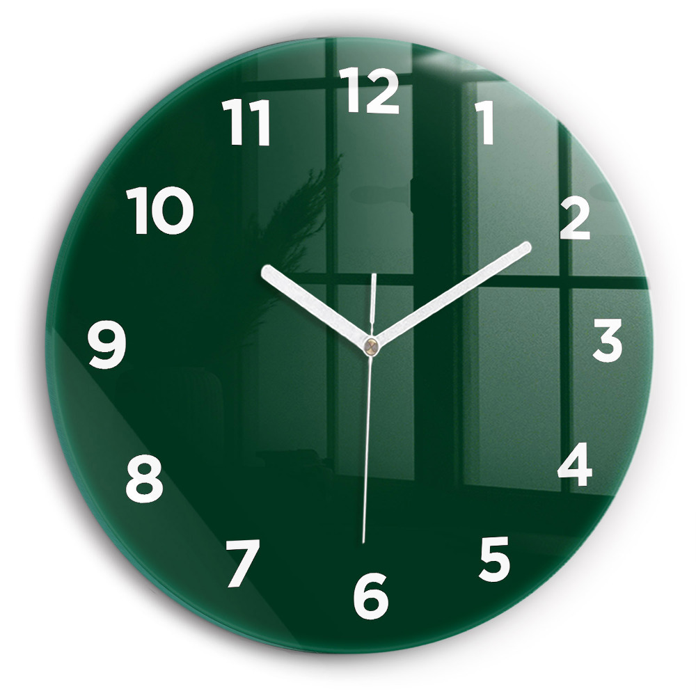 Horloge ronde en verre Couleur vert bouteille