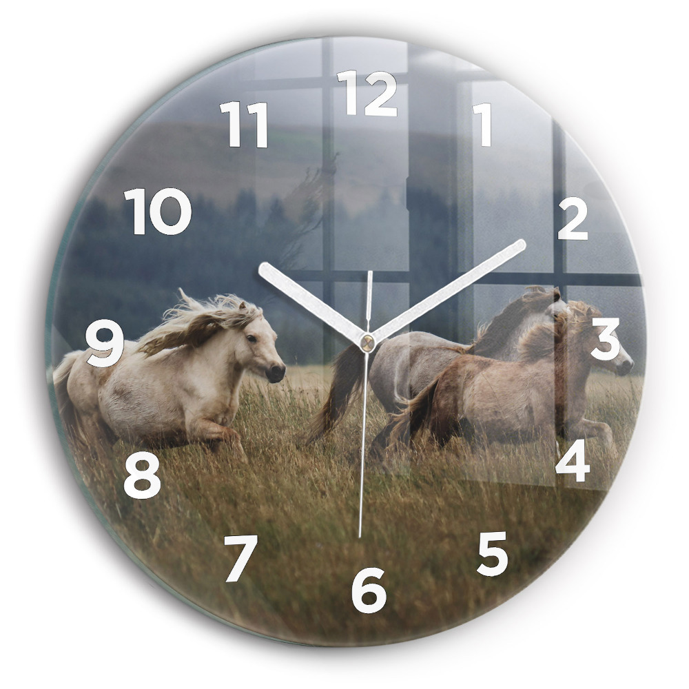 Horloge ronde Chevaux au galop