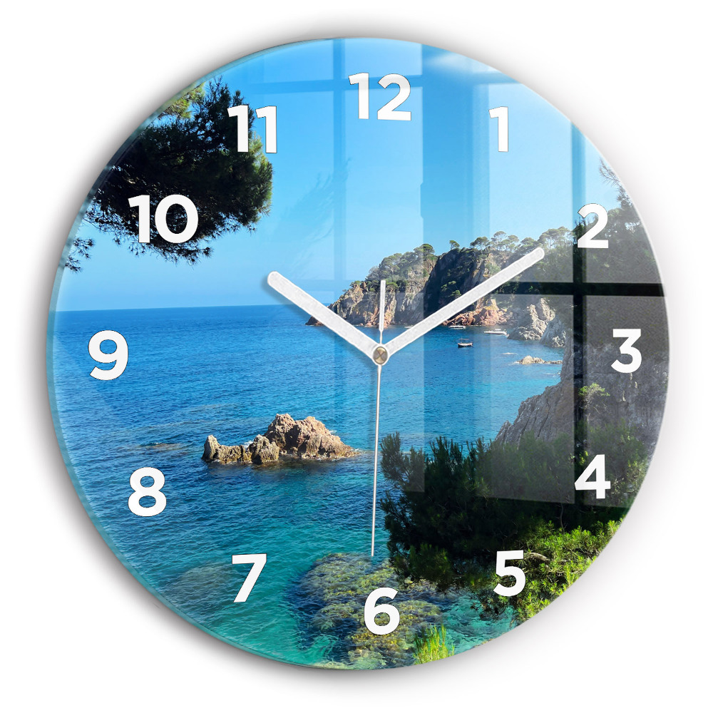Horloge ronde en verre Côte de la Costa Brava