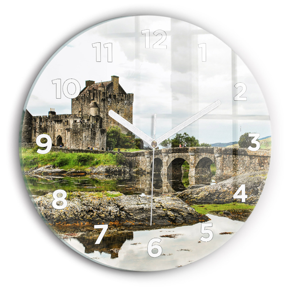 Horloge ronde en verre Château d'Eilean Donan en Écosse