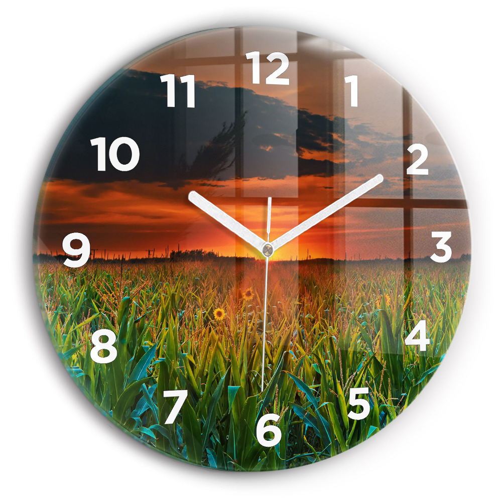 Horloge ronde murale Tournesols dans une prairie