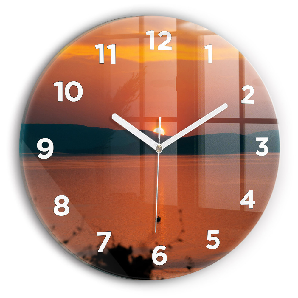 Pendule murale ronde Lac Balaton le soir