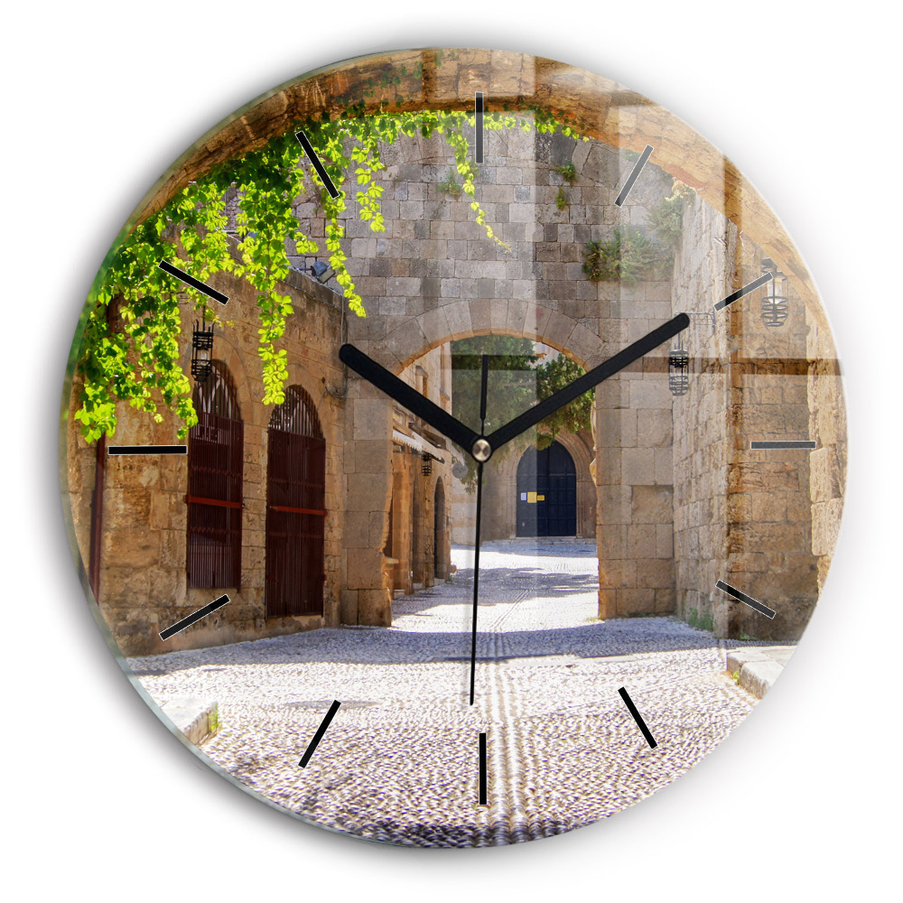 Rue pittoresque de Rhodes Horloge ronde