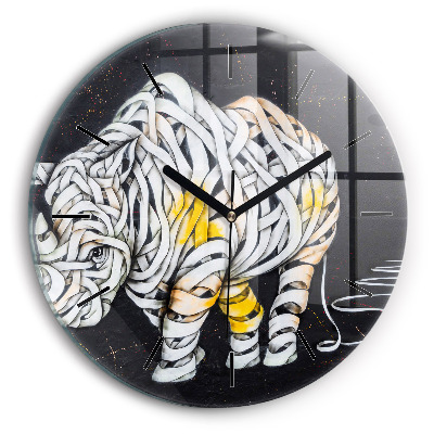 Rhinocéros abstrait Horloge ronde murale