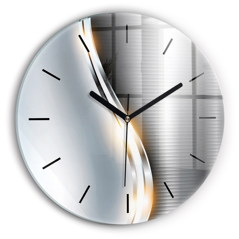 Abstraction métallique Horloge ronde en verre
