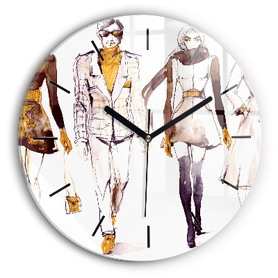 Femme et homme Horloge ronde en verre