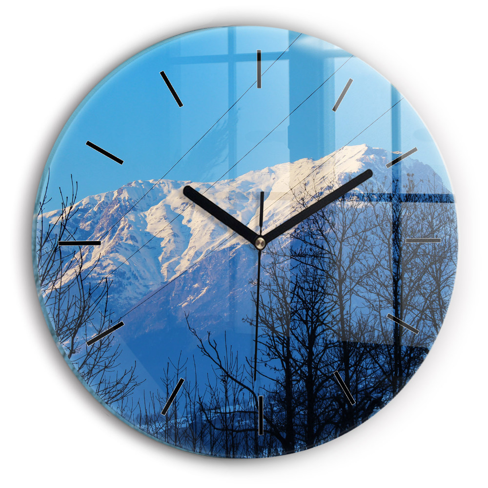Vue de la montagne Horloge ronde en verre
