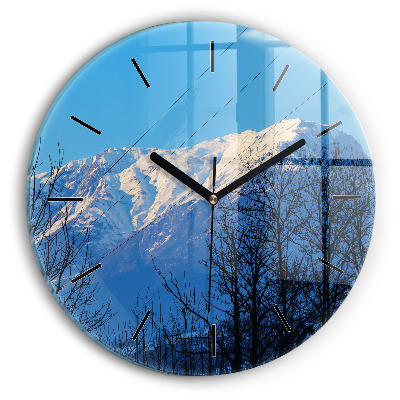 Vue de la montagne Horloge ronde en verre