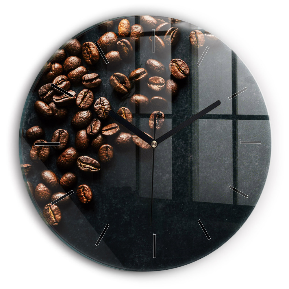 Grains de café Horloge ronde en verre