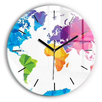 Carte du monde abstraite Horloge ronde en verre