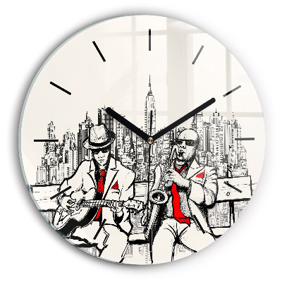 Jazz à New York Horloge ronde en verre
