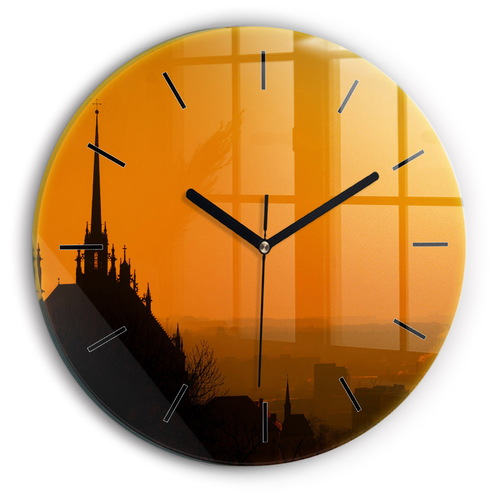 Vue de la cathédrale de Brno Pendule murale ronde