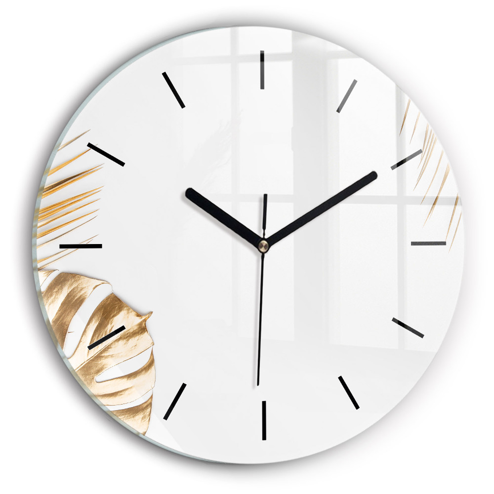 Feuilles tropicales Horloge ronde en verre