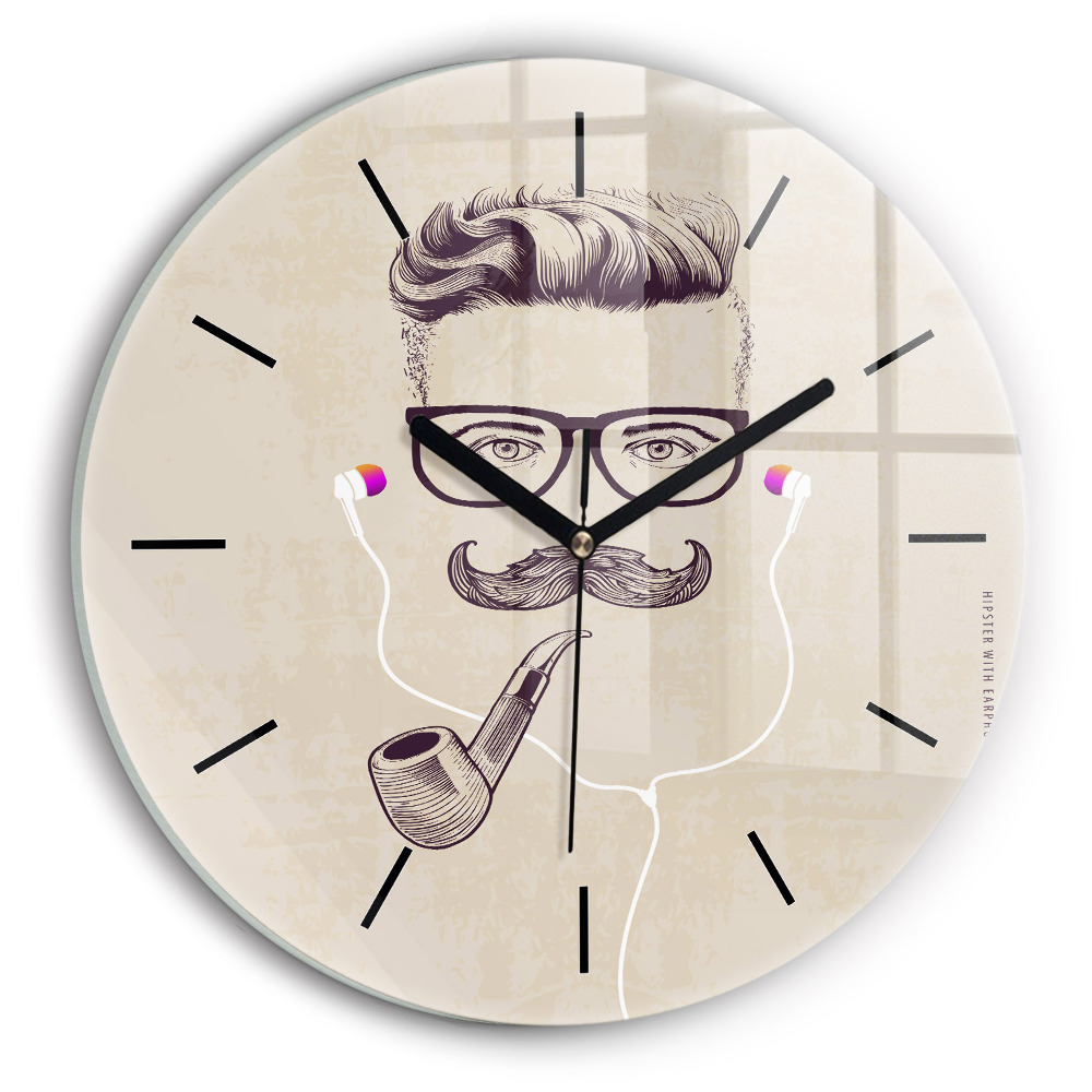 Homme avec une pipe Horloge ronde en verre