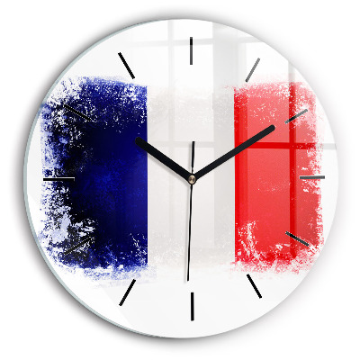 Drapeau de la France Horloge ronde en verre