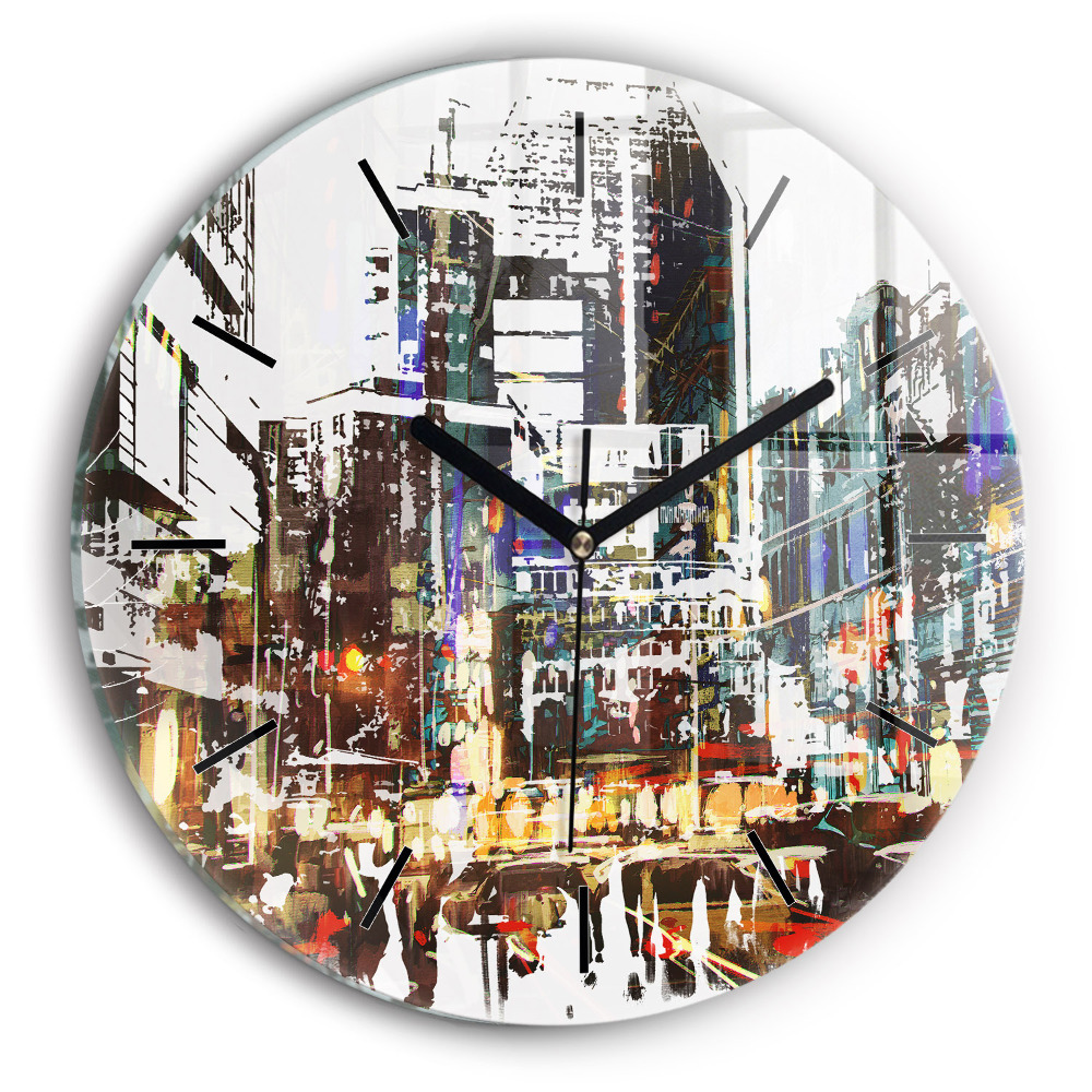 Ville de New York Horloge ronde en verre