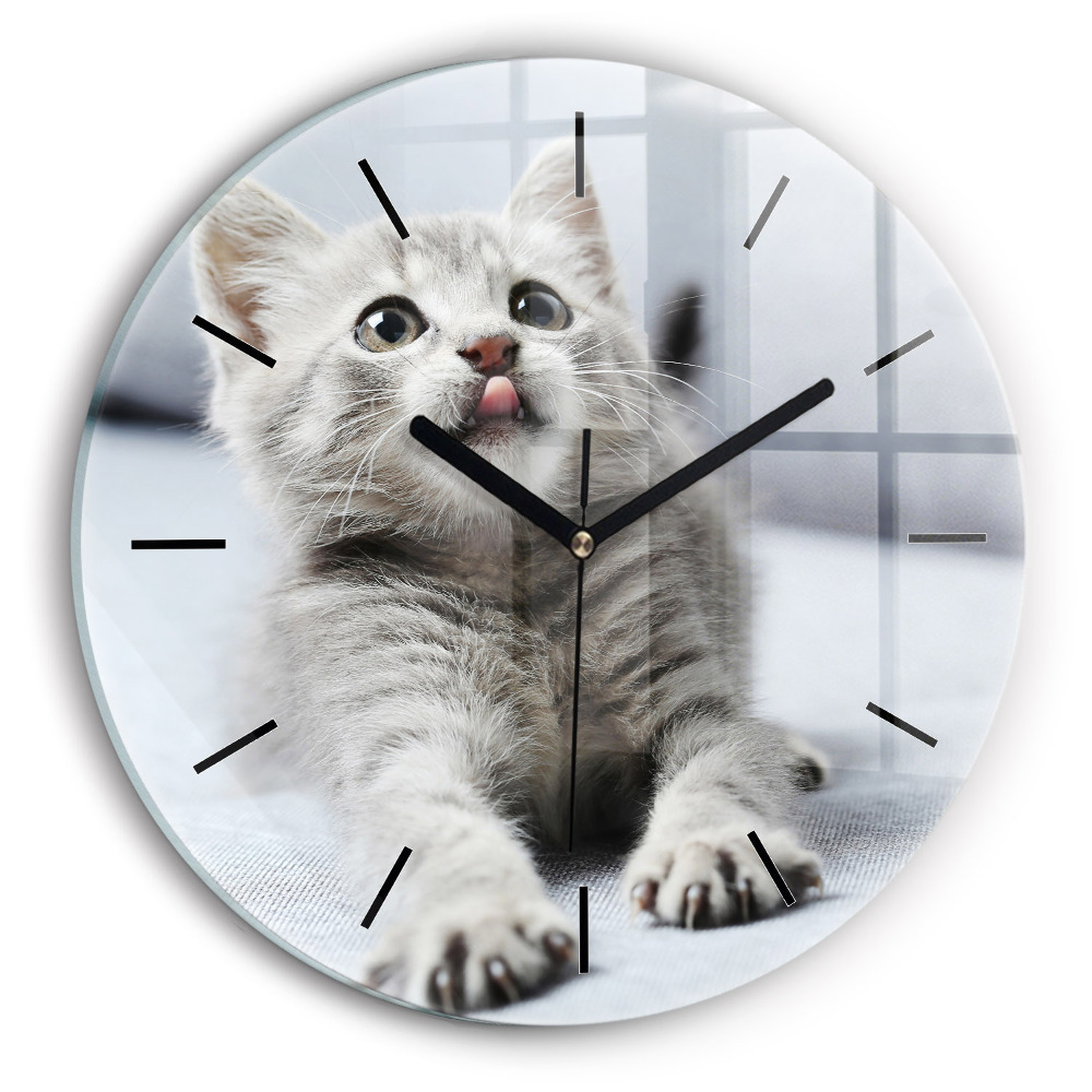 Chat sur un canapé Horloge ronde murale