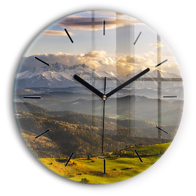 Montagnes - Haut sommet de Pieniny Horloge ronde en verre