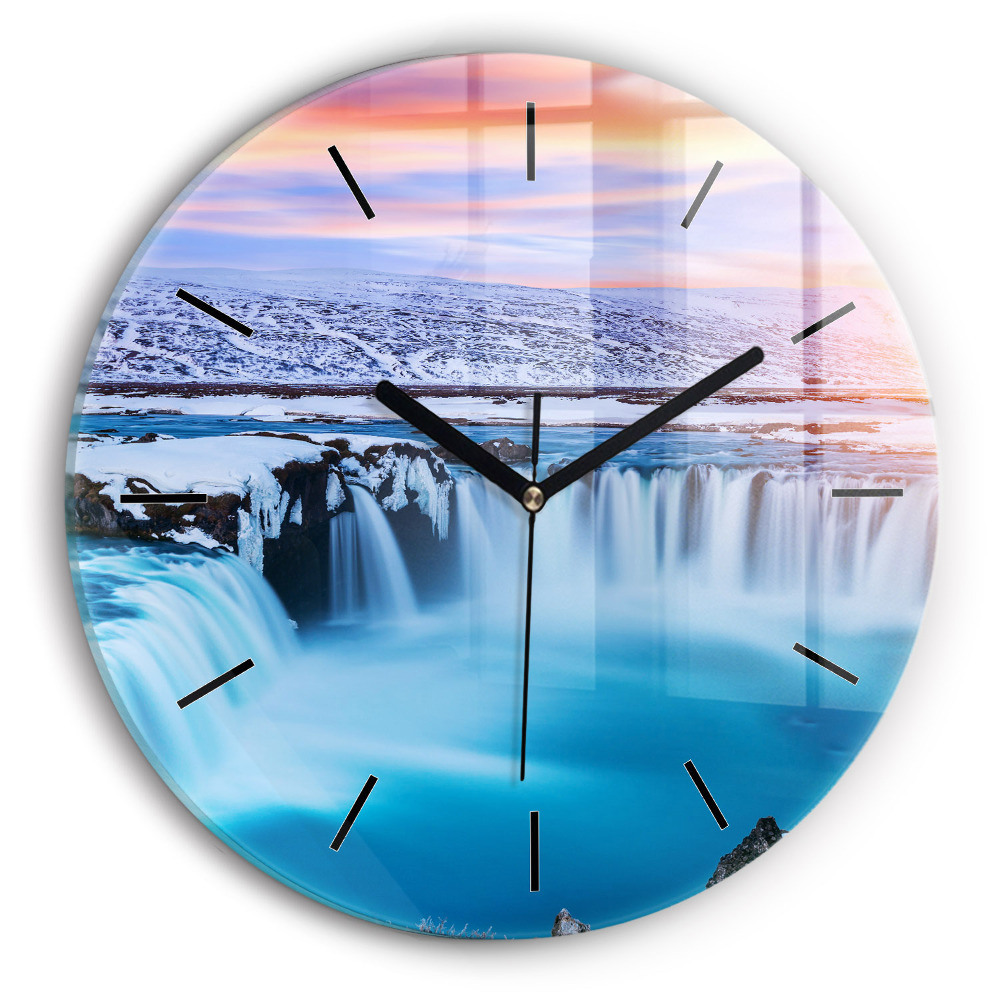 Chute d'eau Godafoss Islande Horloge ronde