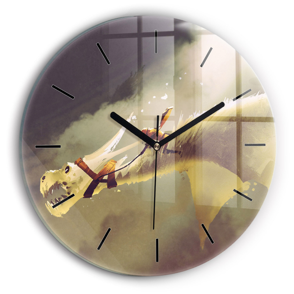 Illustration d'un dragonnier Pendule murale ronde