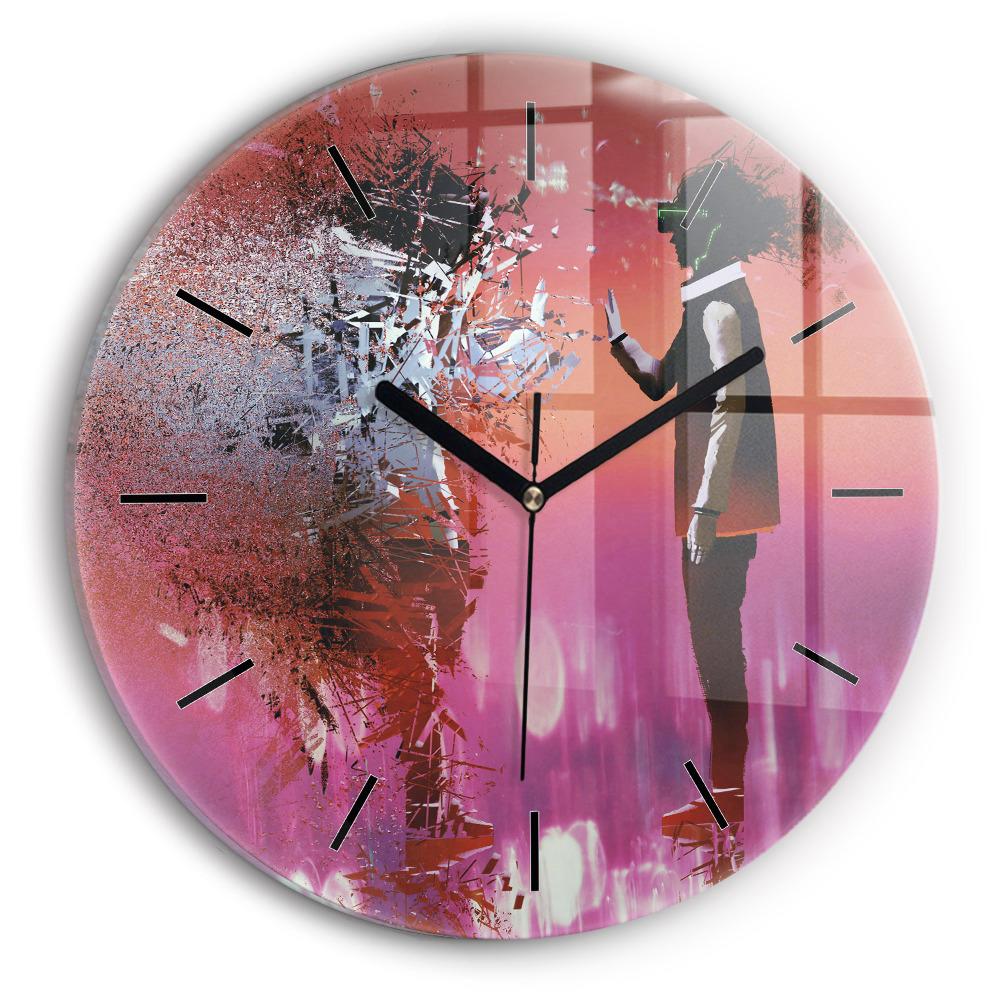 Cyberespace Horloge ronde en verre