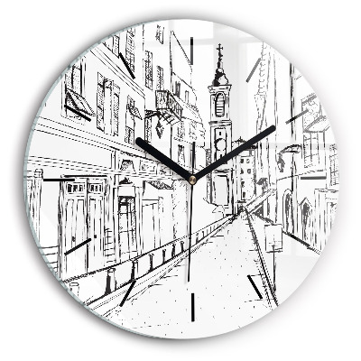 Dessin de ville Provence Pendule murale ronde