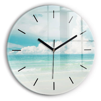 Paysage de mer Horloge ronde en verre