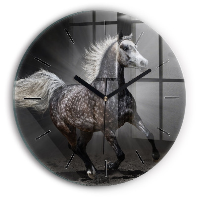 Cheval au galop Pendule murale ronde