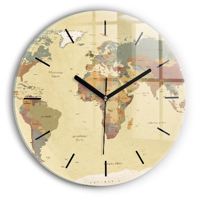 Carte du monde style vintage Pendule murale ronde