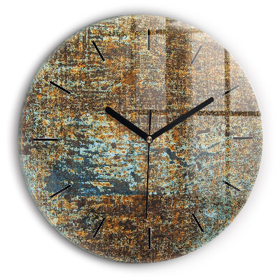 Texture vieux métal Horloge ronde en verre